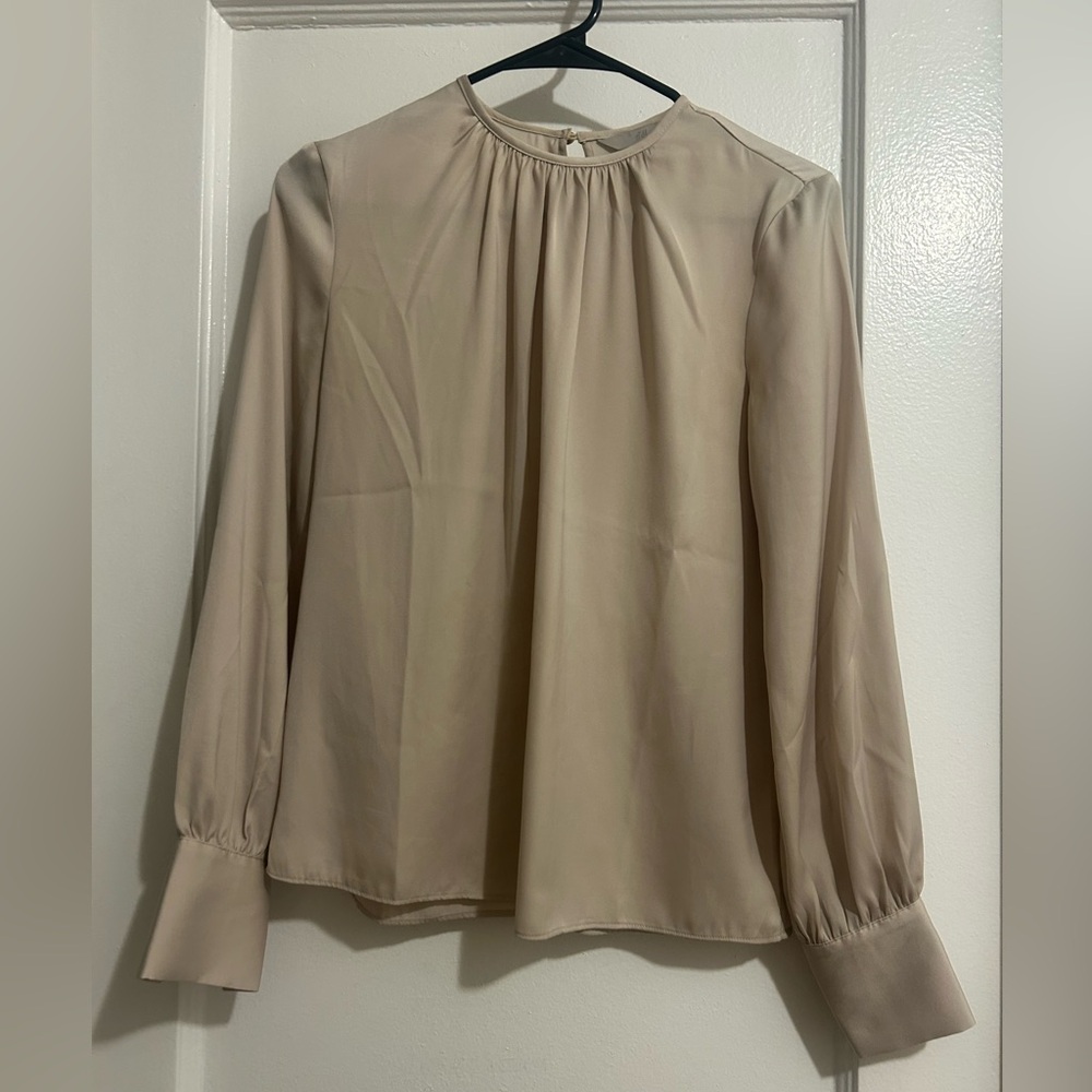 Silky Beige Women's Blouse with golden buttons
